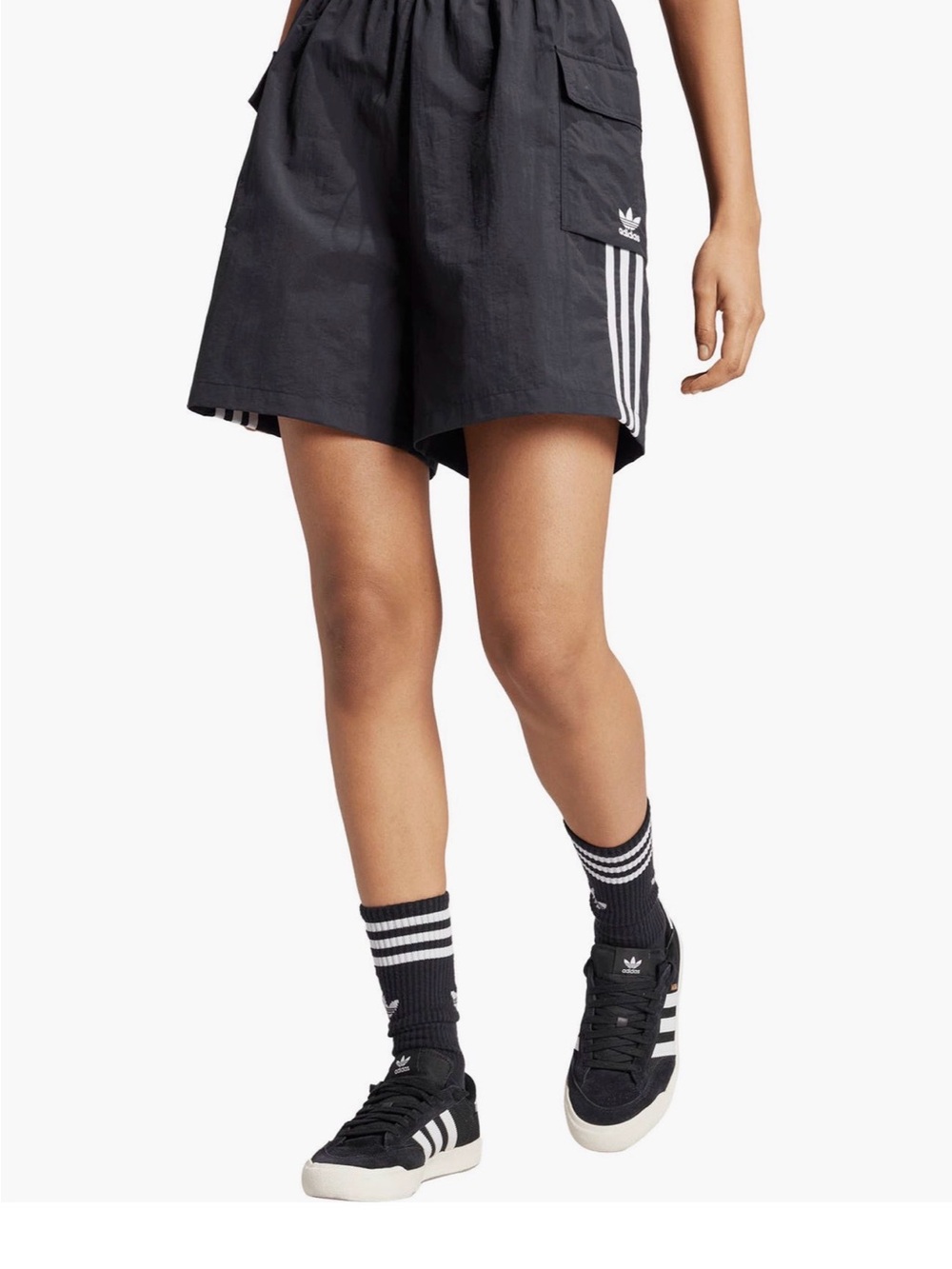 adidas Black Athletic Shorts with White Three-Stripes